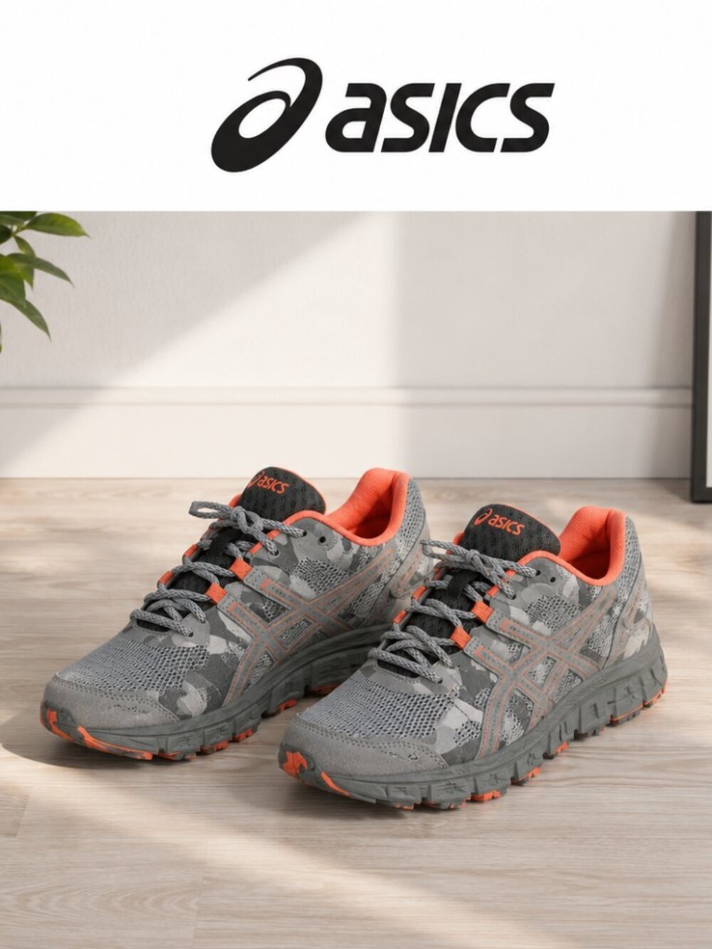 Asics Gel-Scram 4 Grey Camo Coral Trail Running Shoes 1012A039 Womens 6.5
